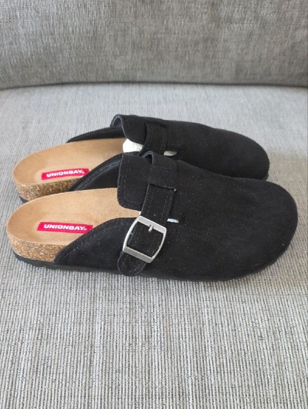 UNIONBAY Womens Black Suede Sawyer Slip-On Clogs With Silver Buckle, New, 8.5. - Picture 4 of 14